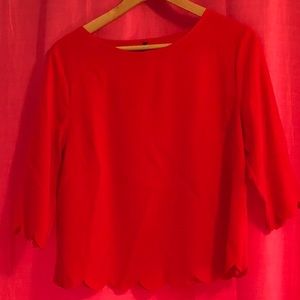 Scalloped red top